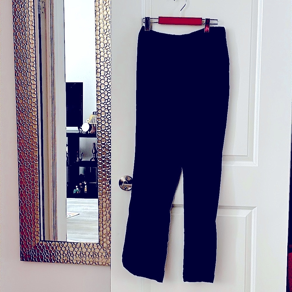 R/W  Black /charcoal Linen Blend Wide Leg Pants